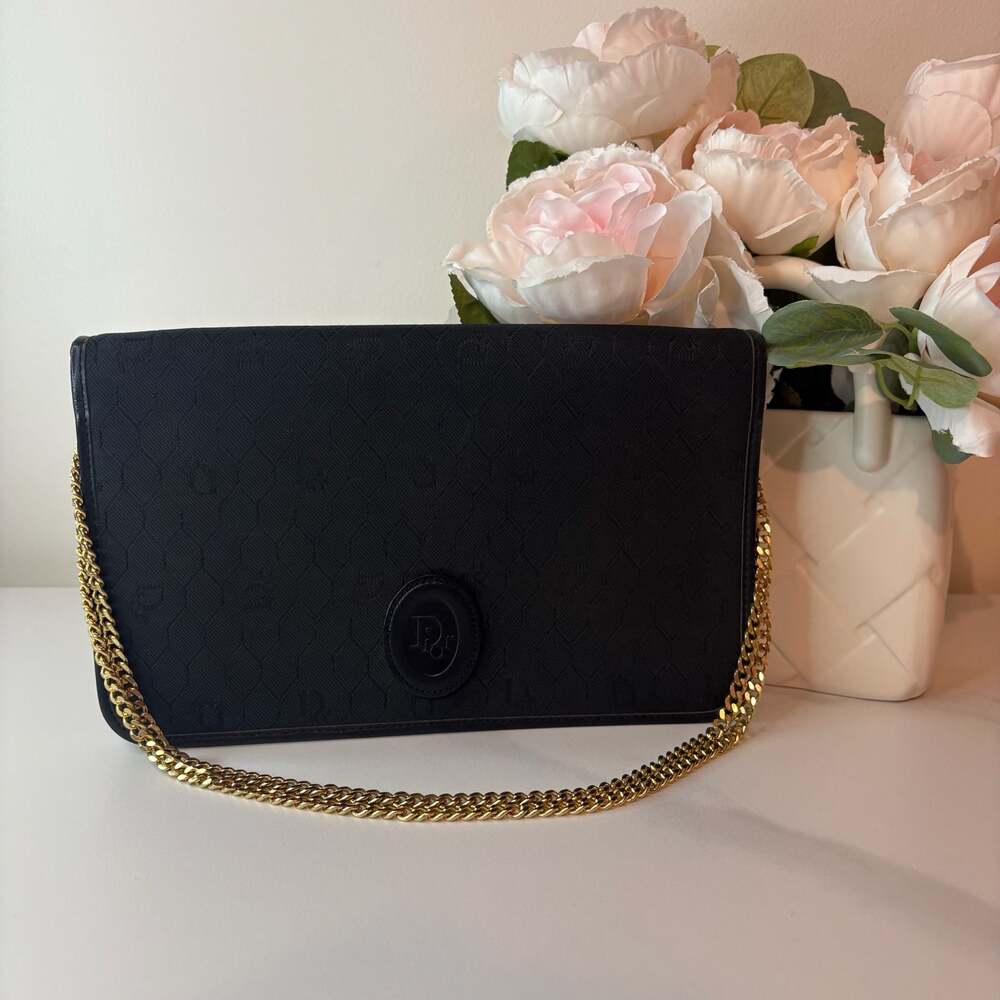 Vintage Christian Dior Monogram Chain Clutch Bag